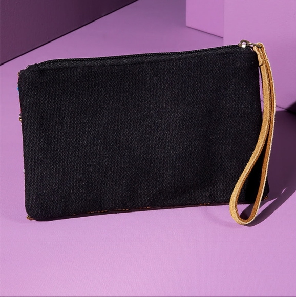 Handmade Hand Beaded & Sequined Wristlet Clutch - Ethnic Inspired Chevron Motif - Picture 3 of 8